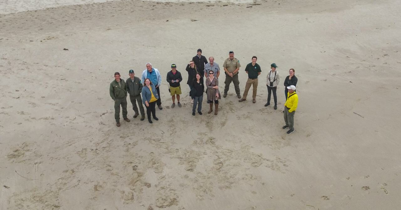 Drone advisory committee on the beach at Nehalem State Park